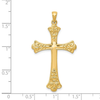 14k Yellow Gold Fleur De Lis Cross Pendant XR147
