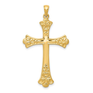 14k Yellow Gold Fleur De Lis Cross Pendant XR147