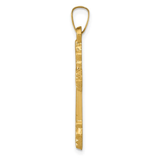 14k Yellow Gold Brushed and Polished Budded Cross Pendant