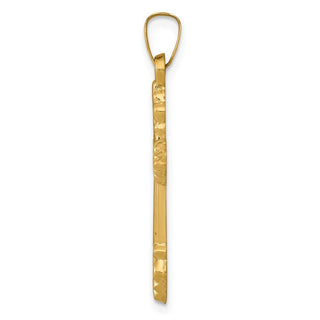14k Yellow Gold Brushed and Polished Budded Cross Pendant