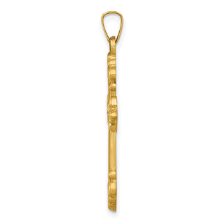 14k Yellow Gold Polished Cross Budded Pendant