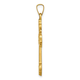 14k Yellow Gold Polished Cross Budded Pendant