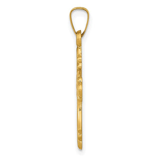 14k Yellow Gold Polished Fleur De Lis Cross Pendant XR1475