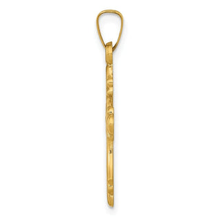14k Yellow Gold Polished Fleur De Lis Cross Pendant XR1475