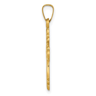 14k Yellow Gold Polished Fleur De Lis Cross Pendant XR1475