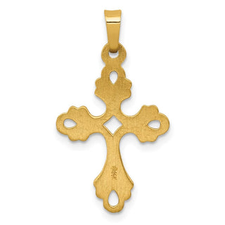 14k Yellow Gold Polished Fleur De Lis Cross Pendant XR1475