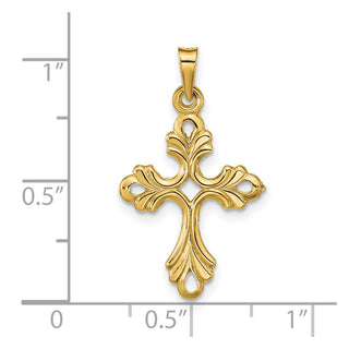 14k Yellow Gold Polished Fleur De Lis Cross Pendant XR1475