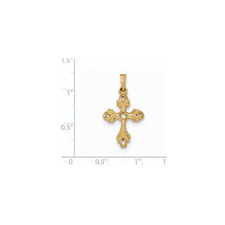 14k Yellow Gold Polished Fleur De Lis Cross Pendant XR1475
