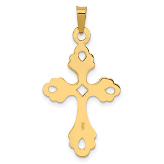 14k Yellow Gold Polished Fleur De Lis Cross Pendant XR1476