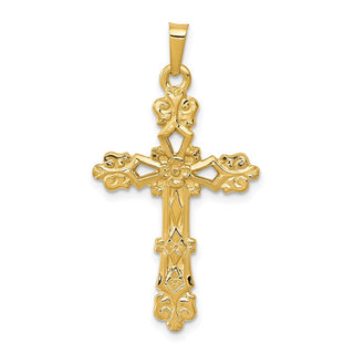14k Yellow Gold Polished Budded Cross Pendant XR1480