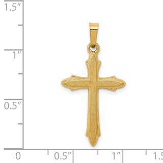 14k Yellow Gold Textured and Polished Passion Cross Pendant XR1482