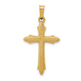 14k Yellow Gold Textured and Polished Passion Cross Pendant XR1482