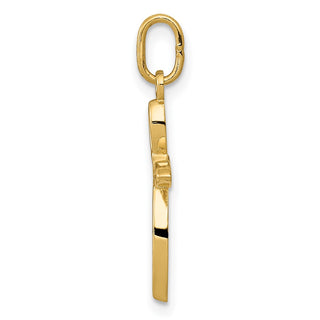 14k Yellow Gold Polished Small Ribbon Cross Pendant XR1486