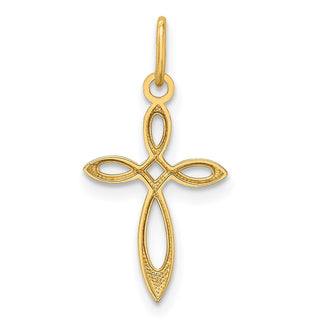 14k Yellow Gold Polished Small Ribbon Cross Pendant XR1486