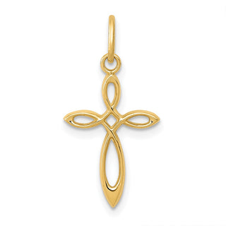 14k Yellow Gold Polished Small Ribbon Cross Pendant XR1486