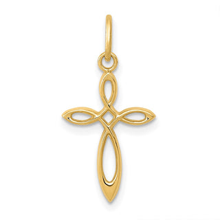 14k Yellow Gold Polished Small Ribbon Cross Pendant XR1486