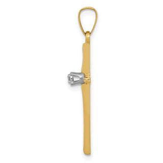 14k Yellow Gold Diamond Polished Passion Cross Pendant