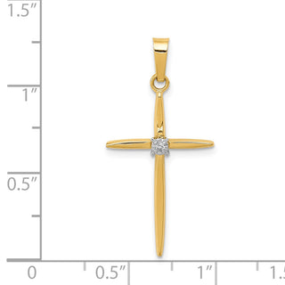14k Yellow Gold Diamond Polished Passion Cross Pendant