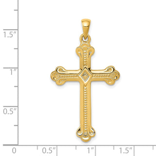 14k Yellow Gold Budded Cross Pendant XR149