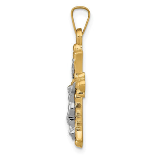 14k Yellow Gold Two-Tone Polished INRI Crucifix Cross Pendant