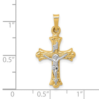 14k Yellow Gold Two-Tone Polished INRI Crucifix Cross Pendant