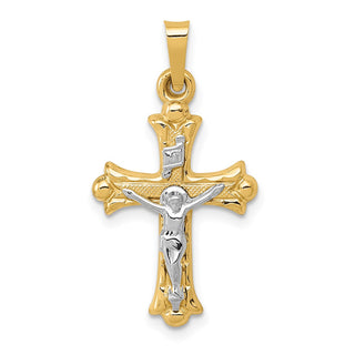 14k Yellow Gold Two-Tone Polished INRI Crucifix Cross Pendant