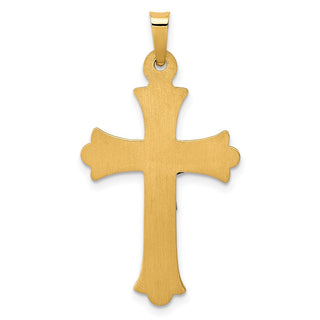 14k Yellow Gold Two-Tone Textured and Polished INRI Crucifix Cross Pendant