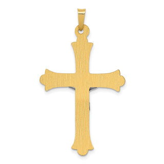 14k Yellow Gold Two-Tone Textured and Polished INRI Crucifix Pendant