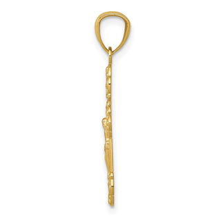 14k Yellow Gold Polished Inri Small Crucifix Pendant