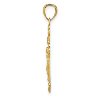 14k Yellow Gold Polished Inri Medium Crucifix Pendant