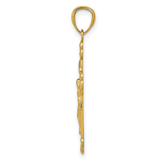 14k Yellow Gold Polished Inri Medium Crucifix Pendant