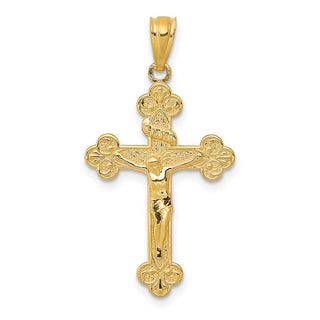 14k Yellow Gold Polished Inri Medium Crucifix Pendant