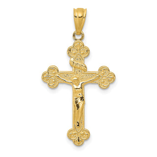 14k Yellow Gold Polished Inri Medium Crucifix Pendant
