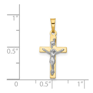 14k Yellow Gold Polished Inri Crucifix Cross Pendant XR1496