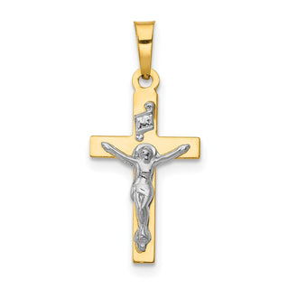 14k Yellow Gold Polished Inri Crucifix Cross Pendant XR1496