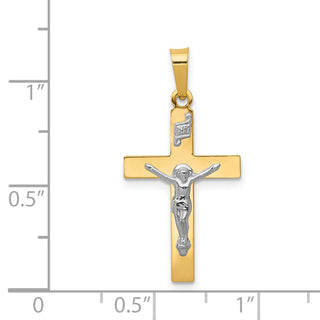 14k Yellow Gold Polished Inri Crucifix Cross Pendant XR1497
