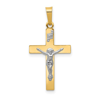 14k Yellow Gold Polished Inri Crucifix Cross Pendant XR1497