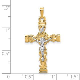 14k Two-Tone Gold Brushed And Polished Latin Crucifix Pendant