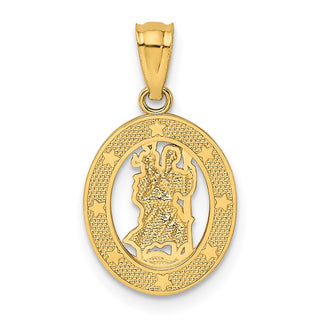 14k Yellow Gold St. Christopher Pendant - Polished & Textured