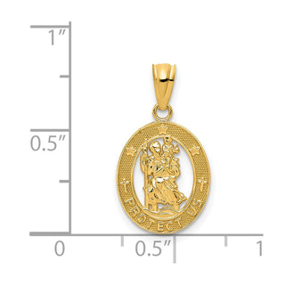 14k Yellow Gold St. Christopher Pendant - Polished & Textured