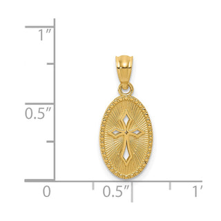 14k Yellow Gold Polished Small Cross Medal Pendant