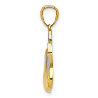 14k Yellow Gold And Rhodium Peace Dove Pendant