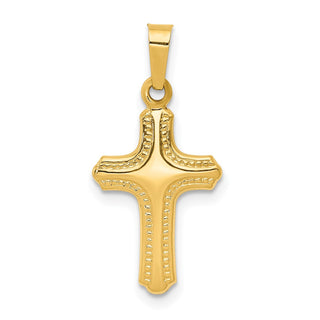 14k Yellow Gold Polished and Textured Cross Pendant XR1552