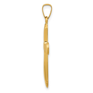 14k Yellow Gold Polished Rounded Cross Pendant XR1554