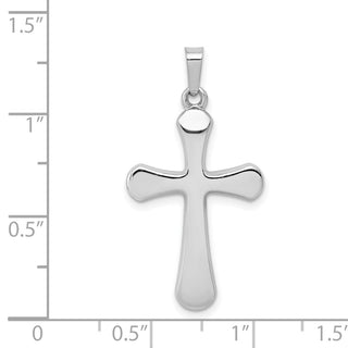 14k White Gold Polished Rounded Cross Pendant XR1555