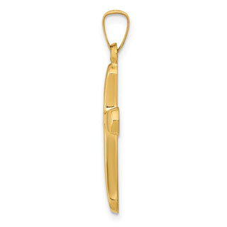 14k Yellow Gold Polished Rounded Cross Pendant XR1556