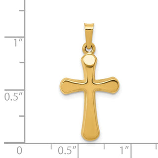 14k Yellow Gold Polished Rounded Cross Pendant XR1556