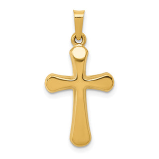 14k Yellow Gold Polished Rounded Cross Pendant XR1556