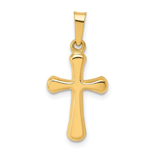 14k Yellow Gold Polished Rounded Cross Pendant XR1558