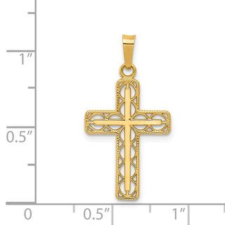 14k Yellow Gold Polished Filigree Cross Pendant XR1561